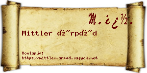 Mittler Árpád névjegykártya